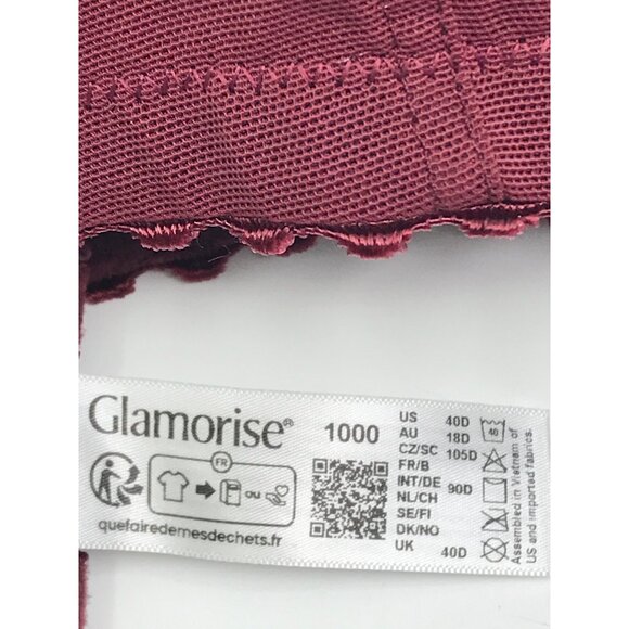 Glamorise MagicLift Original Support Wirefree Bra Burgundy Red 40D - Picture 3 of 4